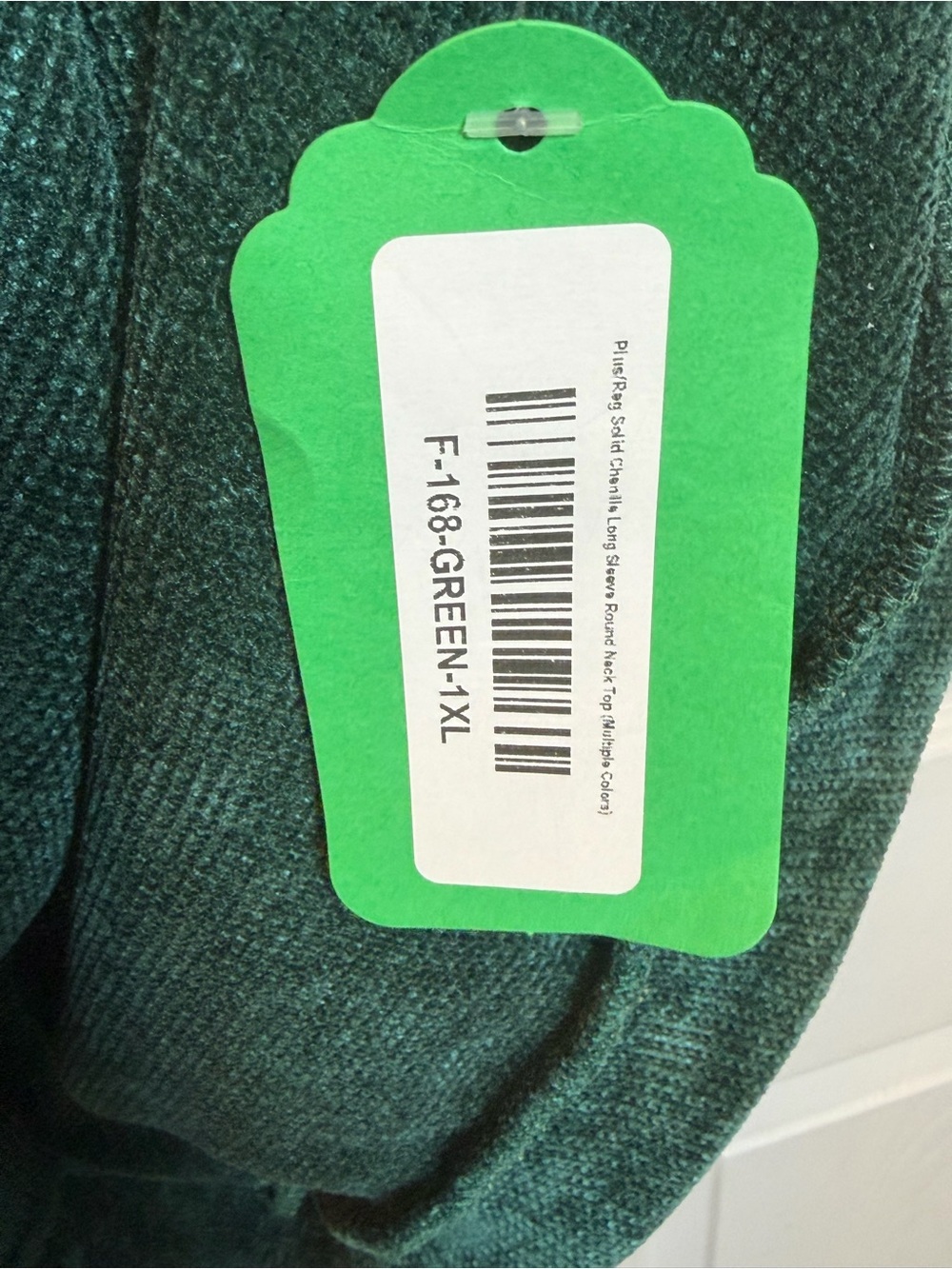 NWT Freckled Poppy 1XL Green Chenille Sweater Long Sleeve Cozy Soft Top - Picture 7 of 9